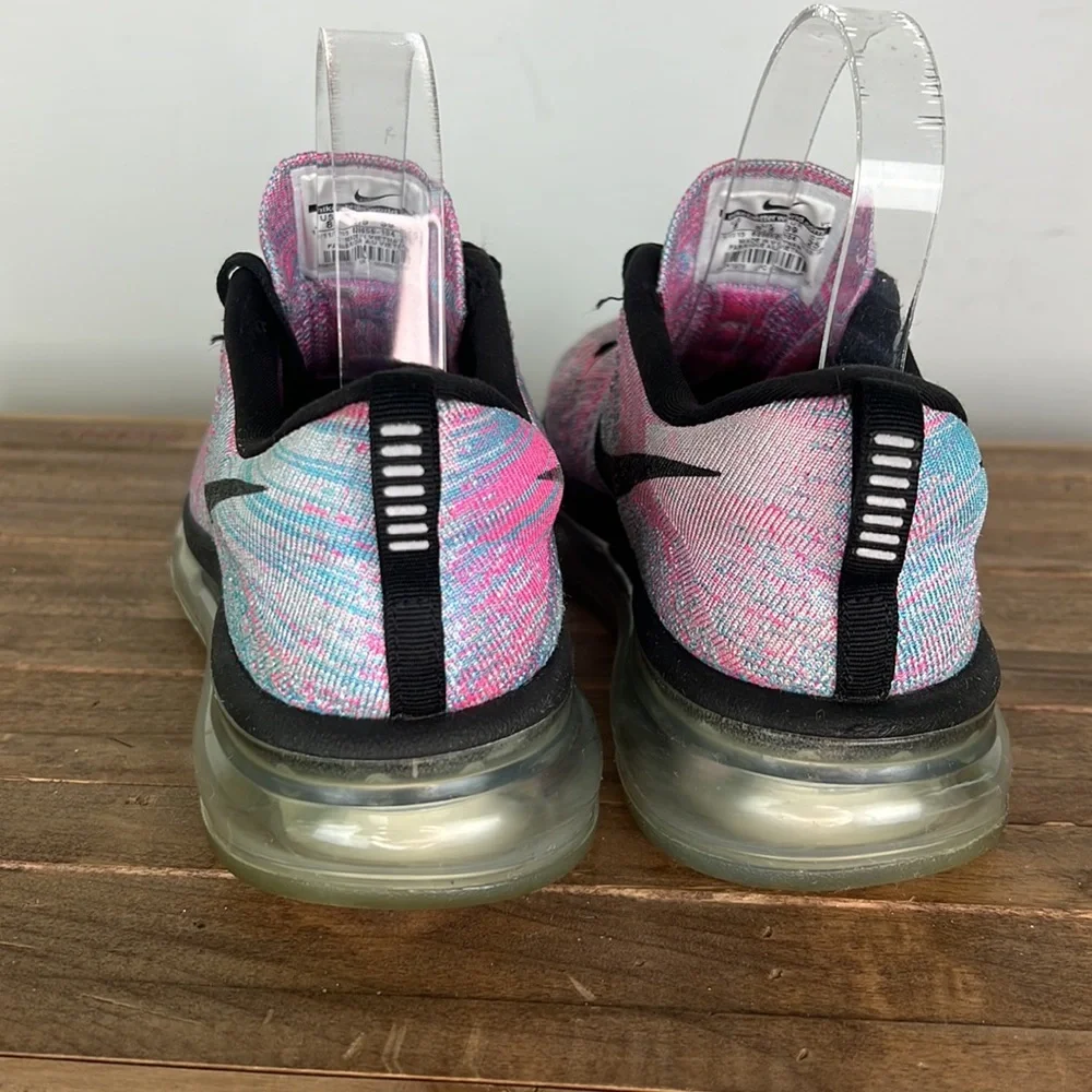 NIKE pink black and blue flyknit max running sneakers us women’s size 8_6